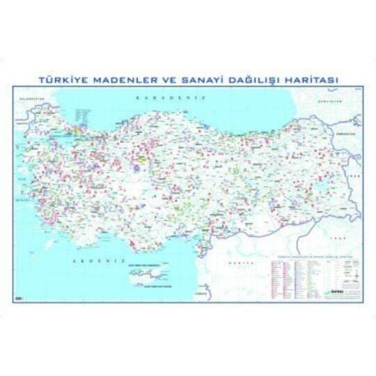 Oscar Türkiye Madenler Ve Sanayi Dağılışı Haritası 80X135 Cm