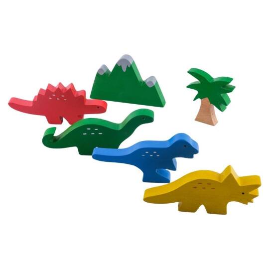 Renkli Ahşap Dino Set